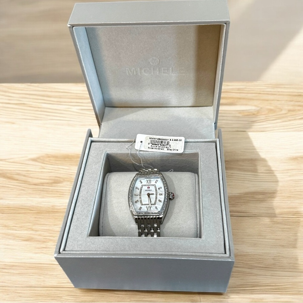 New ! Michele Releve Silver Diamond Watch - Picture 2 of 11